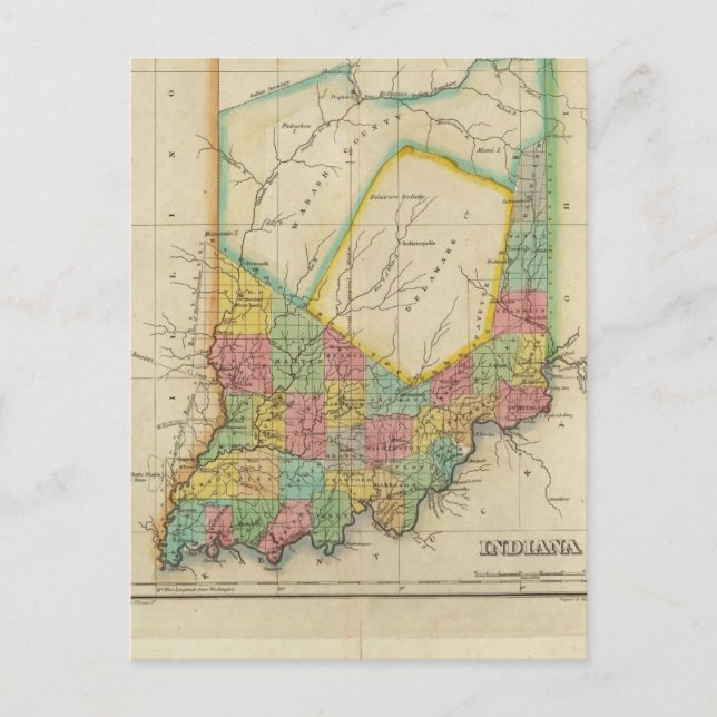 Map Of Indiana Postcard (Front)