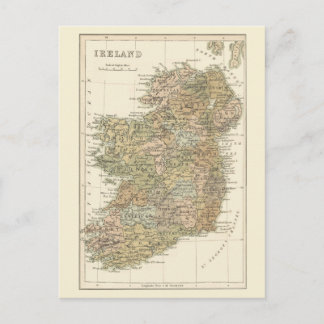 Map of Ireland 1862 Wedding Save The Date Announcement Postcard