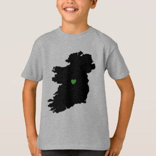 Map of Ireland Irish Pride Green Heart T-Shirt