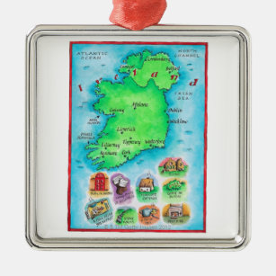 Map of Ireland Metal Ornament