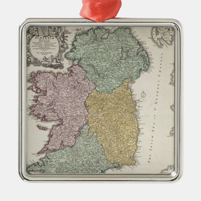 Map of Ireland showing the Provinces of Ulster Metal Ornament (Front)