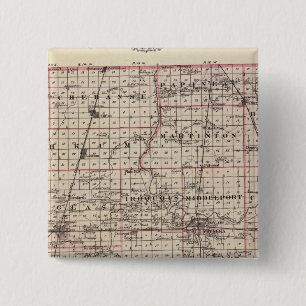 Map of Iroquois County 2 Inch Square Button