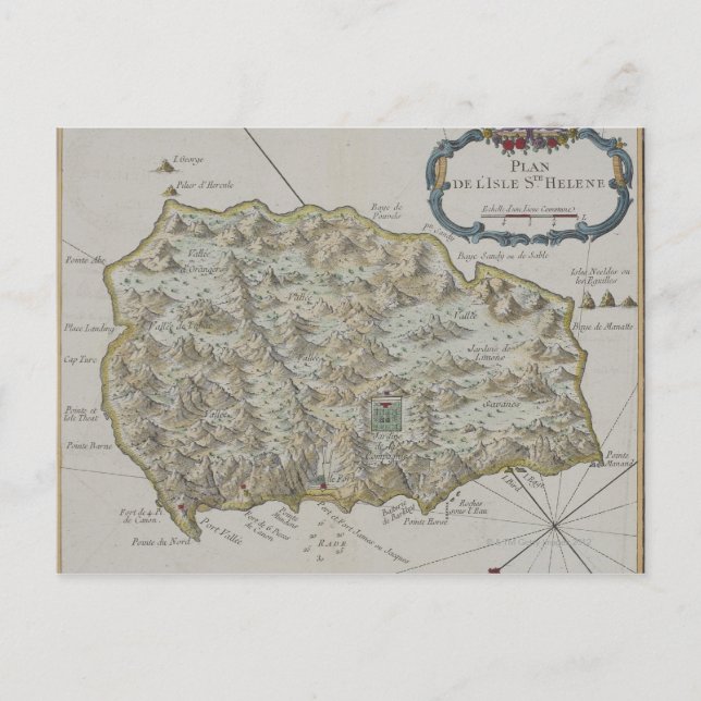 Map of Island of St. Helena Postcard (Front)
