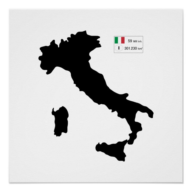 Map of Italy and big data Poster (Front)