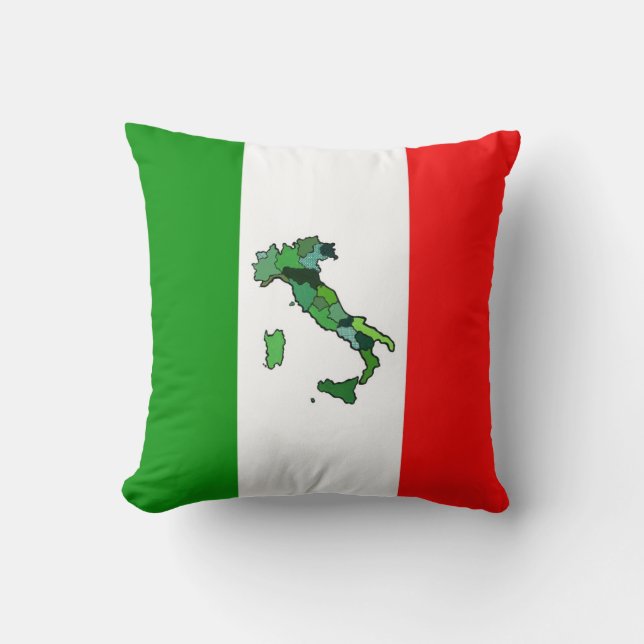 Map of Italy and Italian Flag Throw Pillow (Front)