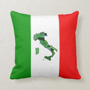 Map of Italy and Italian Flag Throw Pillow