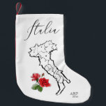 *~* Map of Italy Italia Italian Language Roses Small Christmas Stocking<br><div class="desc">* CHRISTMAS STOCKING: Italia Italy Map Roses Flag Colors with 2 lines of text you can PERSONALIZE or just delete. This is an image that says ITALIA which is the ITALIAN LANGUAGE translation of ITALY. This is a great gift to yourself or loved ones who love Italy! If they have...</div>