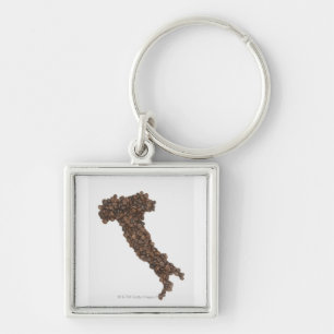Map of Italy made of Coffee Beans Keychain