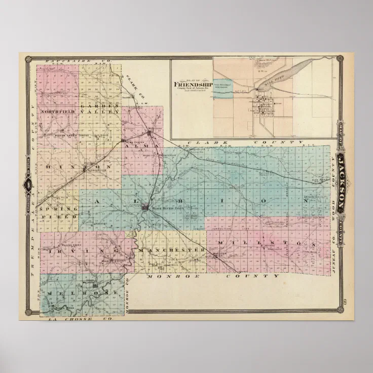 Map of Jackson County, Plat of Friendship Poster | Zazzle