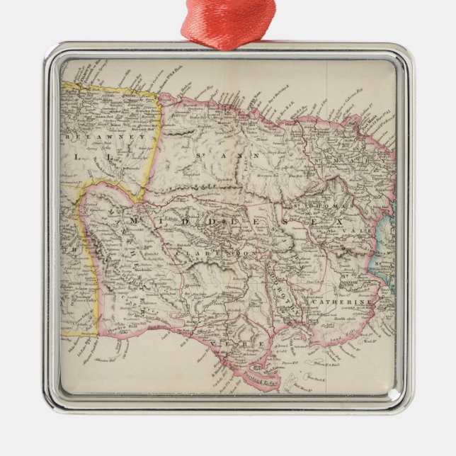 Map of Jamaica Metal Ornament (Front)