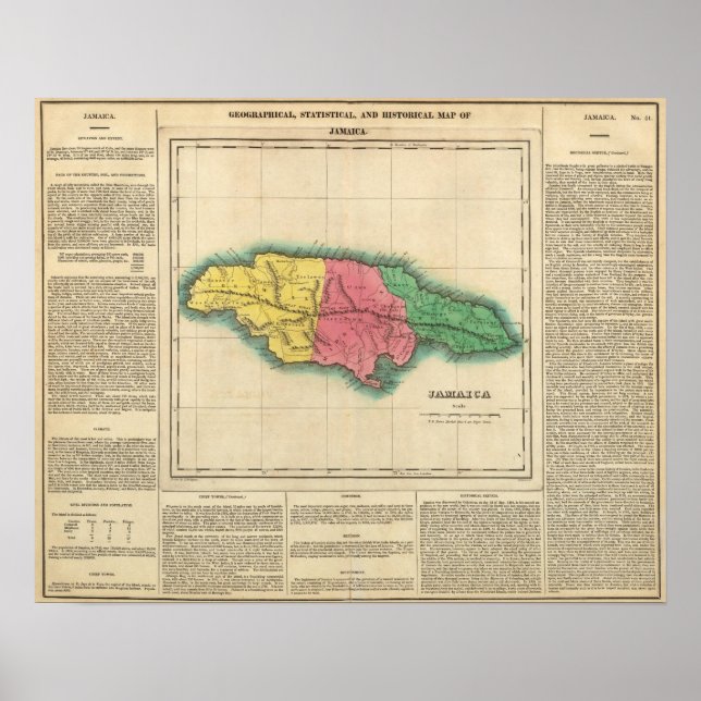 Map Of Jamaica Poster (Front)