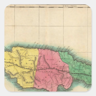 Map Of Jamaica Square Sticker
