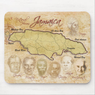 Map of Jamaica with National Heroes Mouse Pad