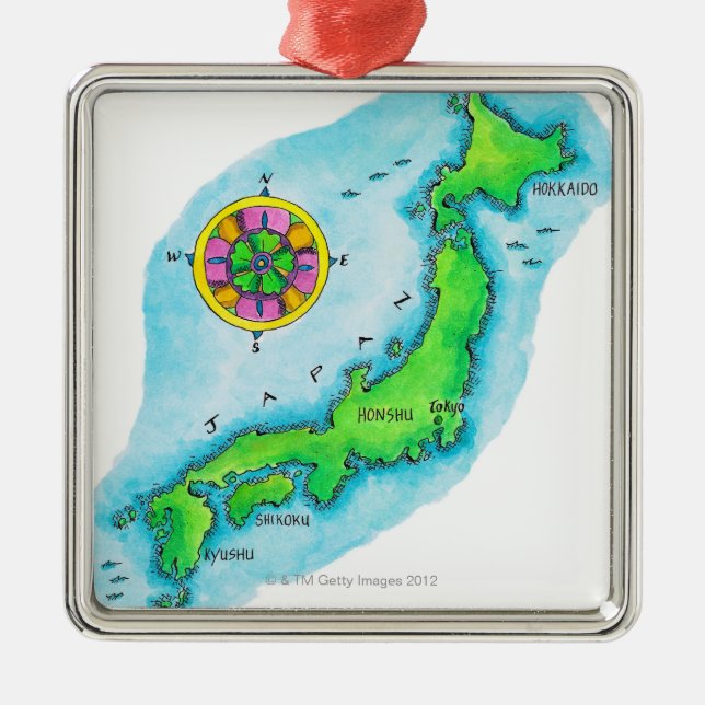 Map of Japan Metal Ornament (Front)