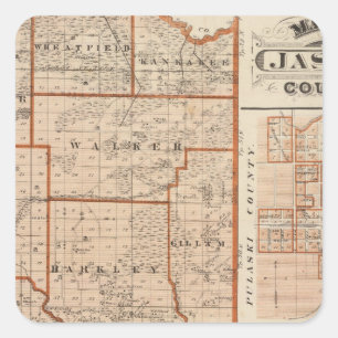 Map of Jasper County Square Sticker
