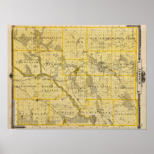 Map of Jasper County, State of Iowa Poster (Front)