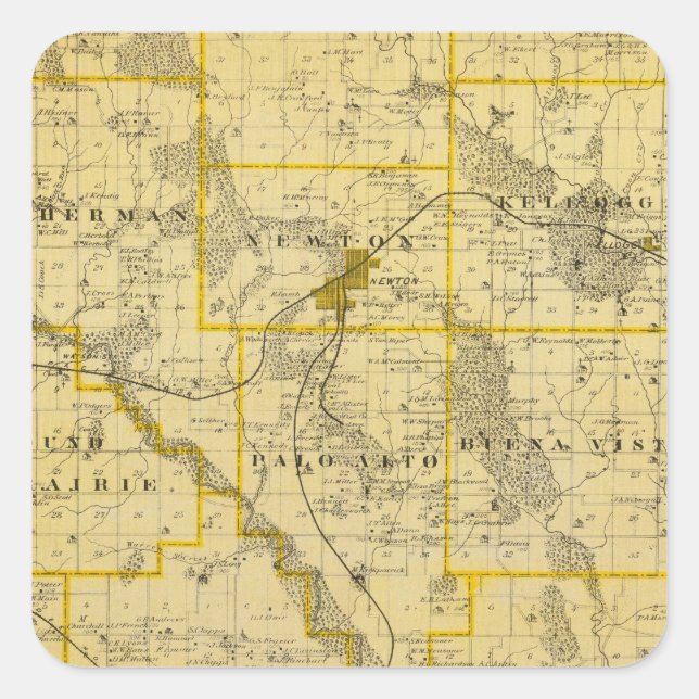 Map of Jasper County, State of Iowa Square Sticker (Front)