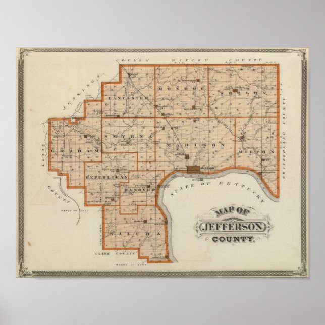Map of Jefferson County Poster (Front)