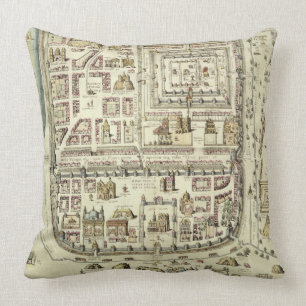 Map of Jerusalem and the surrounding area, from 'C Throw Pillow