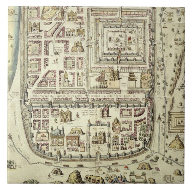 Map of Jerusalem and the surrounding area, from 'C Tile (Front)