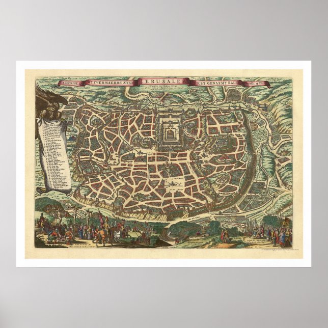 Map of Jerusalem by Nicolaes Visscher 1660 Poster (Front)