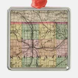 Map of Kalamazoo County, Michigan Metal Ornament