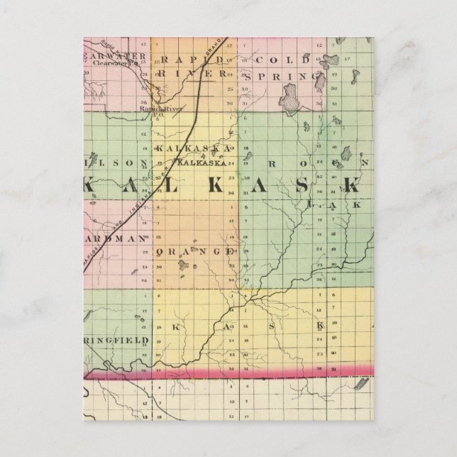 Map of Kalkaska County, Michigan Postcard (Front)