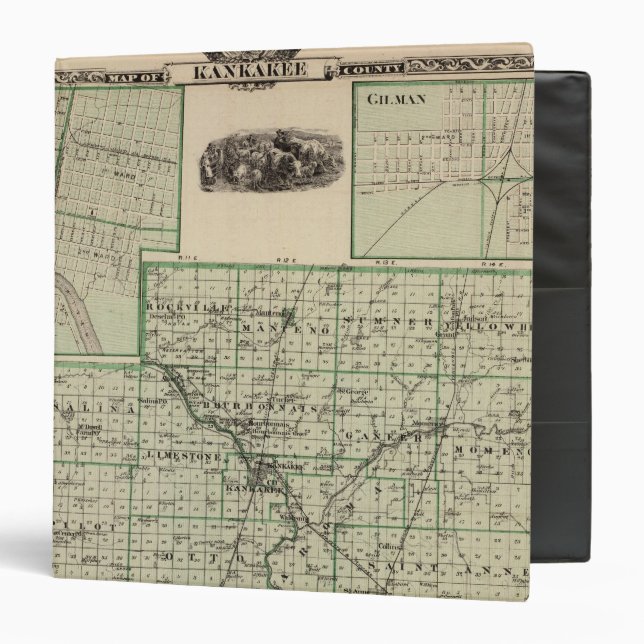 Map of Kankakee County, Kankakee and Gilman Binder (Front/Inside)