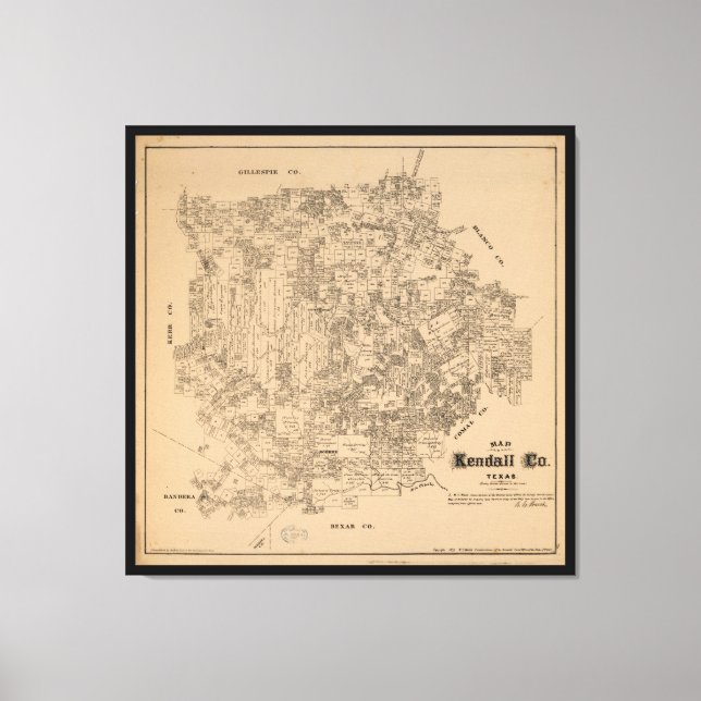 Map of Kendall County, Texas (1879) Canvas Print (Front)