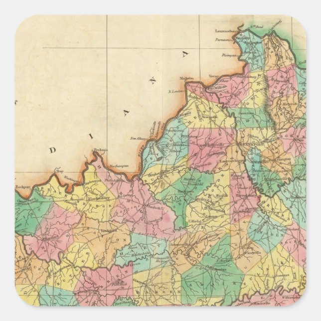 Map Of Kentucky Square Sticker (Front)