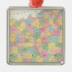 Map of Kentucky & Tennessee Metal Ornament