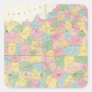 Map of Kentucky & Tennessee Square Sticker