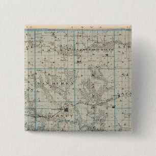 Map of Keokuk County, State of Iowa 2 Inch Square Button