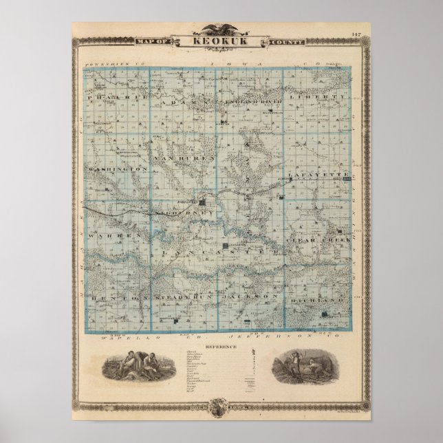 Map of Keokuk County, State of Iowa Poster (Front)