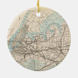 Map of Kings, Queens, Long Island Ceramic Ornament