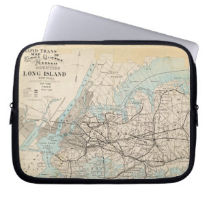 Map of Kings, Queens, Long Island Laptop Sleeve