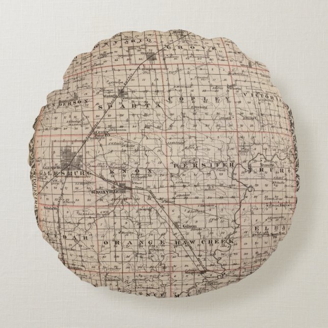 Map of Knox County Round Pillow (Front)