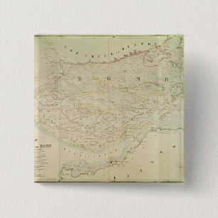 Map of Kutch and Runn, India, 1854 2 Inch Square Button