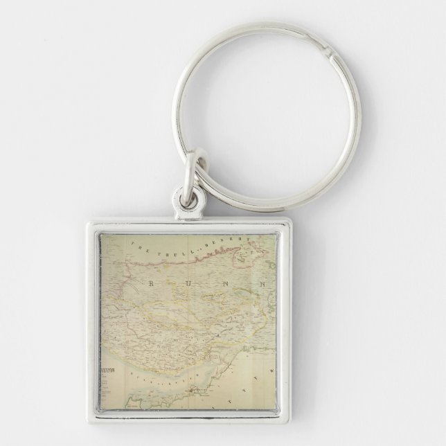 Map of Kutch and Runn, India, 1854 Keychain (Front)
