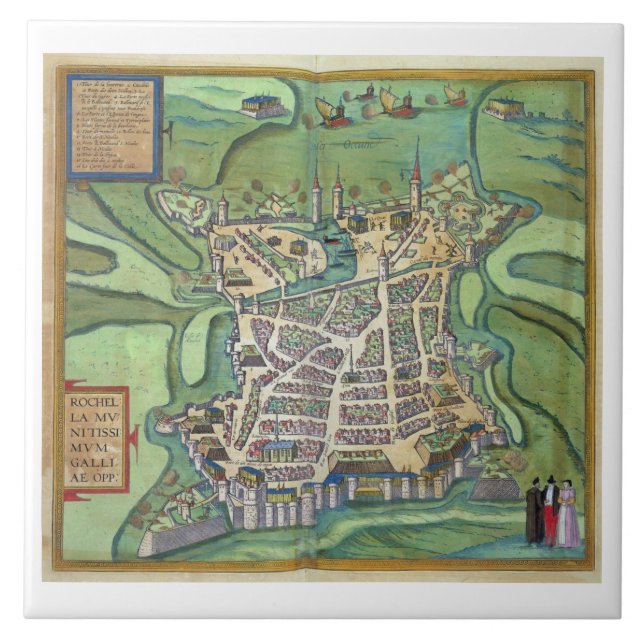 Map of La Rochelle, from 'Civitates Orbis Terrarum Tile (Front)