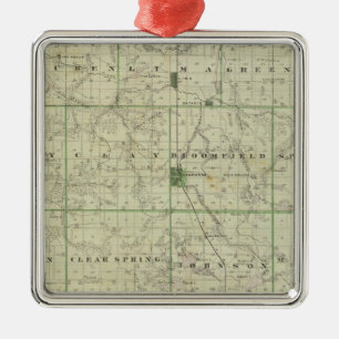 Map of Lagrange County with La Grange, Lima Metal Ornament