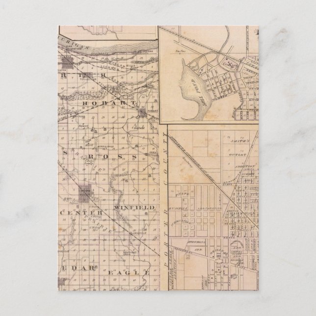 Map of Lake County with Lowell Postcard (Front)