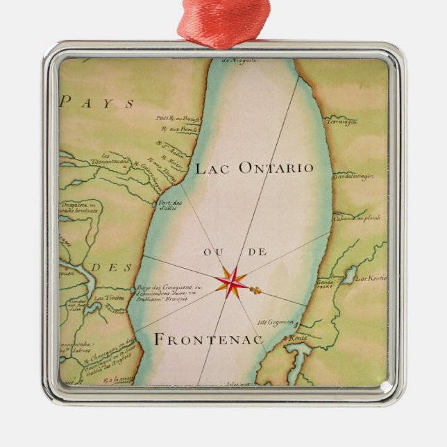 Map of Lake Ontario Metal Ornament (Front)
