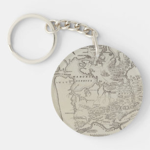Map of land between Auckland & Waikato River Keychain