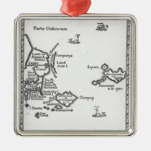 Map of Laputa, Balnibari, Luggnagg Metal Ornament