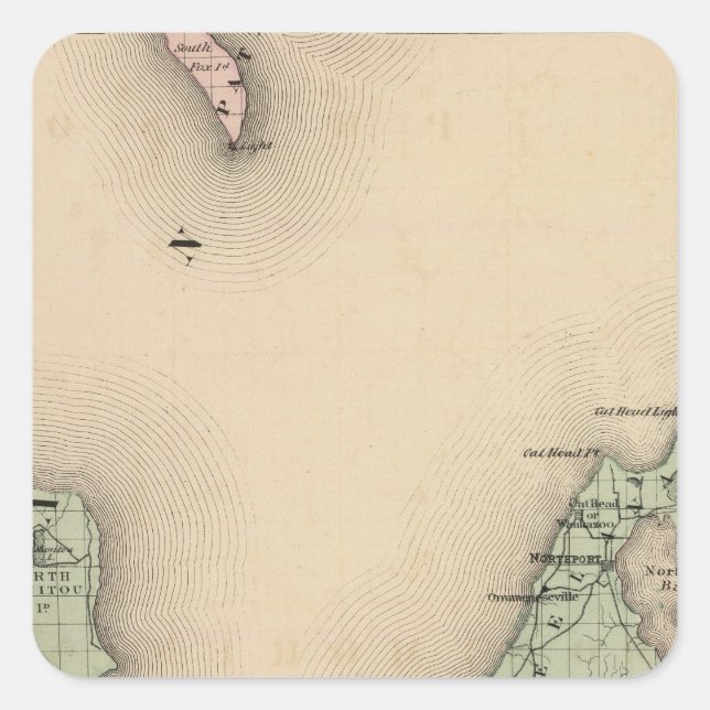 Map of Leelanau County, Michigan Square Sticker (Front)