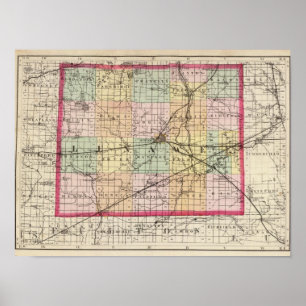 Map of Lenawee County, Michigan Poster