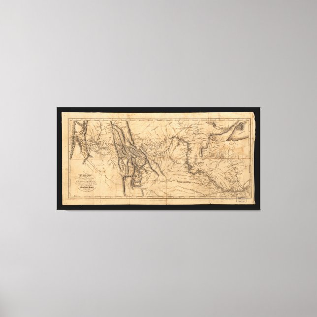 Map of Lewis & Clark's Across Western America 1814 Canvas Print (Front)