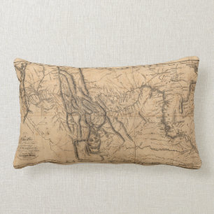 Map of Lewis & Clark's Across Western America 1814 Lumbar Pillow