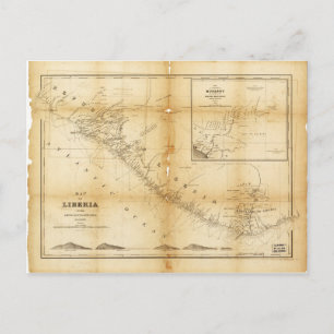 Map of Liberia (1870) Postcard